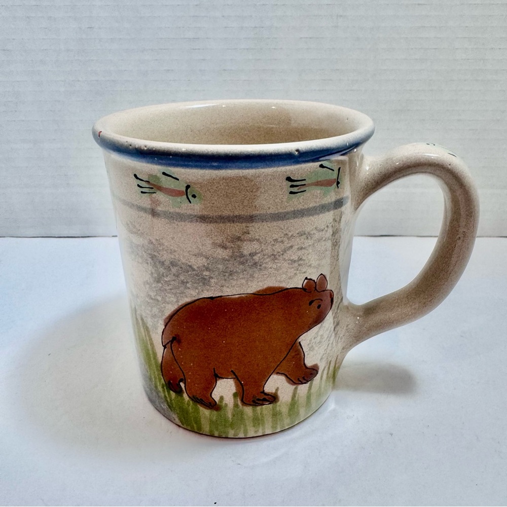 Vintage RARE Starbucks Hand Painted Pottery Bear Mug 18oz Handcrafted In Hungary
